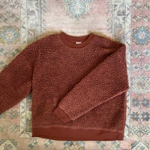 Rust Colored Sherpa Fuzzy Pullover